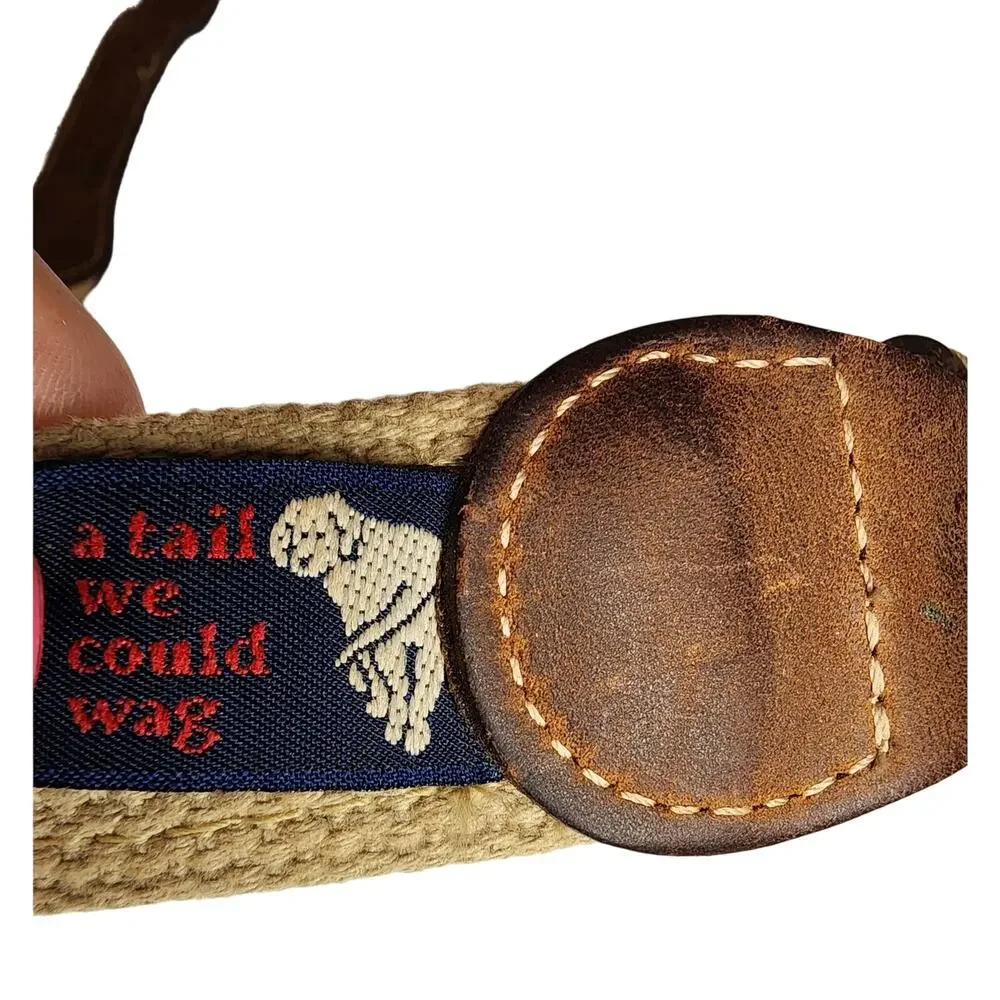 A Tail We Could Wag Cotton & Leather Belt sz 38 Handmade Colorful Patterns